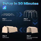 ADVANCE OUTDOOR 10X15 ft Garage Shelter Steel Metal Peak Roof Portable Storage Shed Carports for Motorcycle Boat, or Garden Tools with 2 Roll up Doors & Vents, Beige