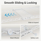 VIPEK X2 Expandable Reach-in Closet Racks Adjustable from 3'3" to 4'8" Portable Open Walk-in Closet Rack System with Flexible Shelves and Hanger Rods Clothing Rack for Hanging Clothes, White