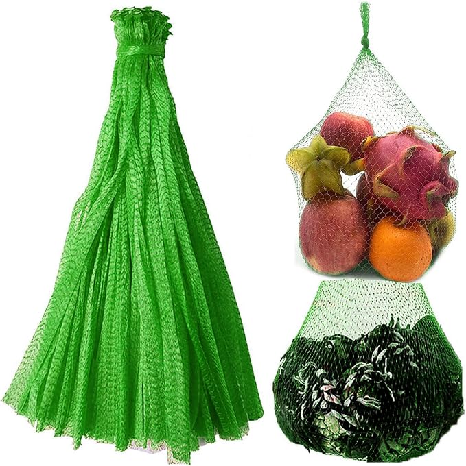 100Pcs Reusable Produce Mesh Bags, Onion Fruits Mesh Produce Bag and Seafood Boil Bag 24’’ Storage Bags for Grocery Shopping Storage of Vegetable Seafood Toy & Garden Produce(Green)