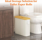 Lifewit Toilet Paper Storage Holder for 12 to 16 Rolls, Free Standing Toilet Paper Basket Stand with Bamboo Lid, Collapsible Fabric Bathroom Organizer Box for Mega Rolls, 30L, Extra Large, White