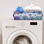 Storage Baskets for Organizing Toilet Paper Storage Bin Fabric Organizers Utility Basket Shelve Baskets for Home Bathroom Closet Organization, Blue Violet Boho Flower