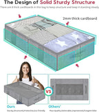 Onlyeasy Breathable Under Bed Storage Bags with 4 Reinforced Handles and Sturdy Side Wall, 2 Pack Eco-friendly Underbed Clothing Blankets Organizer with 2 Strong Zippers, Herringbone Grey, MXRUBBSS2P