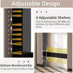Giantex Short Over The Toilet Storage Cabinet, Bathroom Organizer w/2 Open Compartments & 4 Adjustable Shelves, Freestanding Space Saver Above Toilet Storage for Restroom, Laundry Room (Black+Oak)