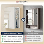Keonjinn 48 x 26 Inch Medicine Cabinet, Assembly Required, White Bathroom Medicine Cabinets Mirror, Lightweight, Adjustable Shelves, Surface Mount or Recessed, Tempered Glass