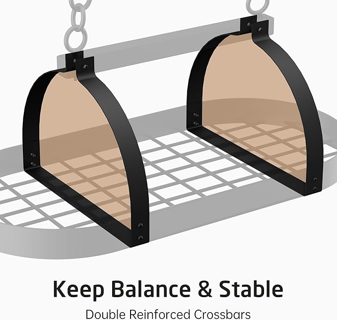 KES Ceiling Pot Rack 34-Inch Hanging Pot Rack for Kitchen Oval Pot and Pan Rack Matte Black Pot Hanger with 20 S Hooks (For 16" and 24" Joist), KUR221S85-BK