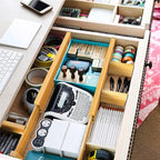 ANTOWIN Bamboo Drawer Dividers, Expandable Drawer Separators Splitter, 17-22 inches Adjustable Spring-loaded Organizer for Large Utensil, Clothes, Tools Drawers, 6 Pack Dividers + 4 Pack Baffle