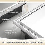Keonjinn 48” x 30” Medicine Cabinets with Mirror for Bathroom Recessed or Surface Wall-Mounted Aluminum Alloy Framed Beveled Mirror with Soft Close Hinge, 3 Doors Silver Storage Cabinet