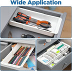 2pcs Drawer Organizer Expandable with Insert Adjustable Drawer Storage Tray Desktop Drawers Dividers to Organize and Store desk drawers organizer tray for Bathroom Office Kitchen