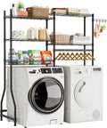 Over Washer and Dryer Shelves,Heavy Duty Laundry Room Storage Organization Clothes Drying Rack,5 Tier Adjustable Height Wire Shelving and Wire Basket with Hanger Rod&Hook,Space Saving Shelf | Heavy Duty, Clothes Drying Rack, Adjustable Height, Hanger R...