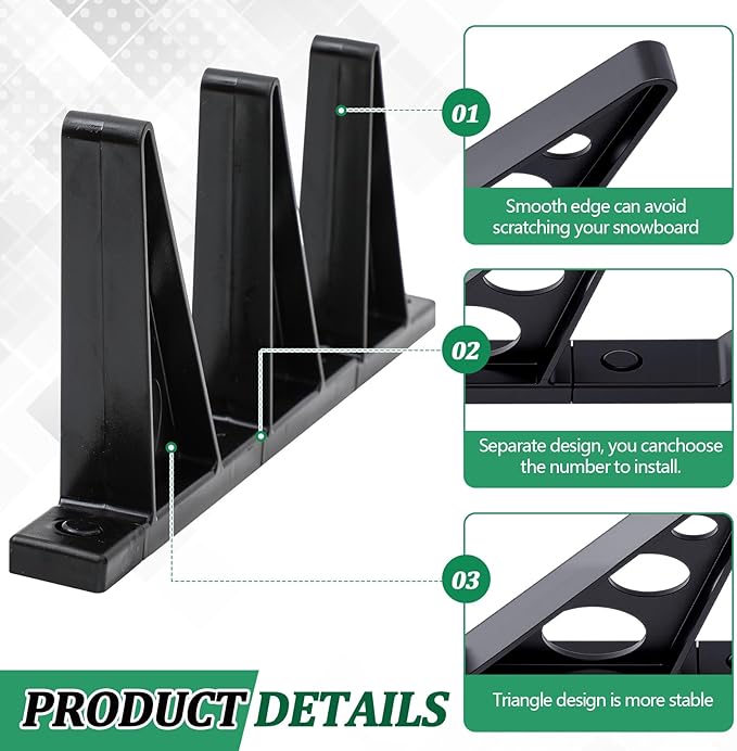 Ski Wall Rack Horizontal Ski Rack Wall Mount Hockey Stick Storage, Garage Storage for Sports Equipment, Skates, Lacrosse Sticks, 3 Tiers
