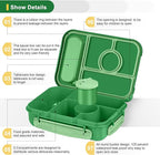 Bento Box Adult Lunch Box Kids,Lunch Containers for Adults/Kids/Toddler,5 Compartments Bento Lunch Box with Sauce Vontainers,Microwave & Dishwasher & Freezer Safe,BPA-Free (Emerald green)