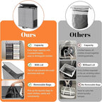 Large Double Laundry Hamper with Lid, Removable Bags & Reinforced Handles, 2 Section Tall Laundry Basket, Dirty Clothes Hampers for Laundry Room, Bedroom, Bathroom, Dorm, 136L, Gray
