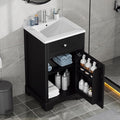 20 in Small Bathroom Vanity with Sink,Soft Closing Door and Adjustable Shelf, Solid Wood Frame & MDF Modern Single Bathroom Sink Cabinet,Freestanding (Black)