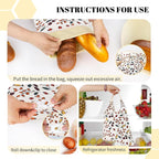2 Pack Beeswax Bread Bags - 17x13 Inch Reusable Bread Storage Bags,Bees Wax Lined Bread Bags for Home Cooks fresh bread storage Easy Clean (Berry orange)