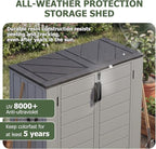 Aoxun 41 Cu Ft Outdoor Storage, Waterproof Vertical Resin Shed Outdoor Storage Cabinet for Garbage Bin, Generators & Yard Gear (Grey)