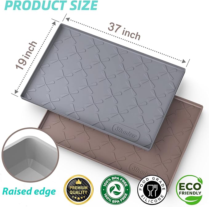 SIKADEER 37" x 19" Under Sink Mat Waterproof, Silicone Mat Kitchen Drawer Shelf and Cabinet Liner, Sink Protector for Kitchen Organizers and Storage, Boot Tray Pet Food Mats