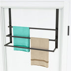 24Inch Over The Door Towel Rack, Stainless Steel DOKU Door Towel Hanger, Over Door Towel Holder with 3 Tier Towel Bars, Matte Black Over Door Towel Storage for Bathroom