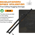 Ceiling Mounted Horizontal Bike Rack - Overhead Storage Space Saver, Ideal for Apartments, Garages & Tight Spaces