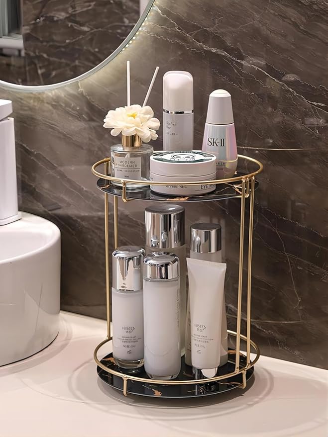Gold Storage Rack, Bathroom Table Shelf, Perfume Tray, Beautiful Appearance, Super Capacity, Complete Your Daily Storage (QS-20-1) (QS-19-1)