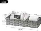 Toilet Tank Topper Paper Basket Multiuse Hand Woven Plastic Wicker Basket Bins with Divider for Shelves Rustic Farmhouse Bathroom Decor Countertop Organizer Storage