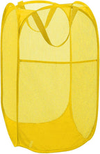 Mesh Pop up Laundry Hamper, Foldable Clothes Hamper Laundry Basket for Rooms, Apartment, College Dorm or Travel, Yellow