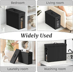 Bathroom Toilet Paper Storage with Lid - for Up to 12 Rolls | Storage Bins with Lids for Towel or Yarn | Free Standing | Foldable | Moisture Resistant | Clear Plastic Window | Black | 2 Pack