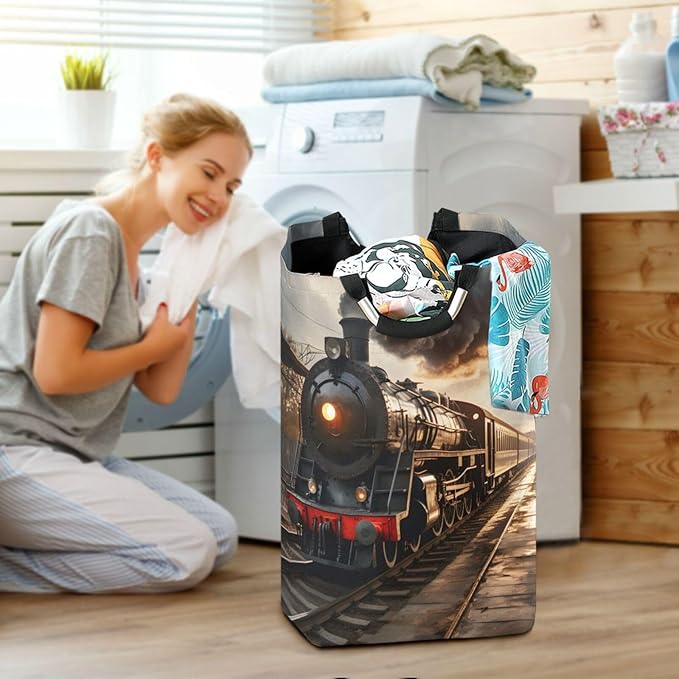 Steam Rrain Laundry Basket for College Dorm,50L Collapsible Portable Laundry Hamper Storage Basket for Toys Clothes Organizer