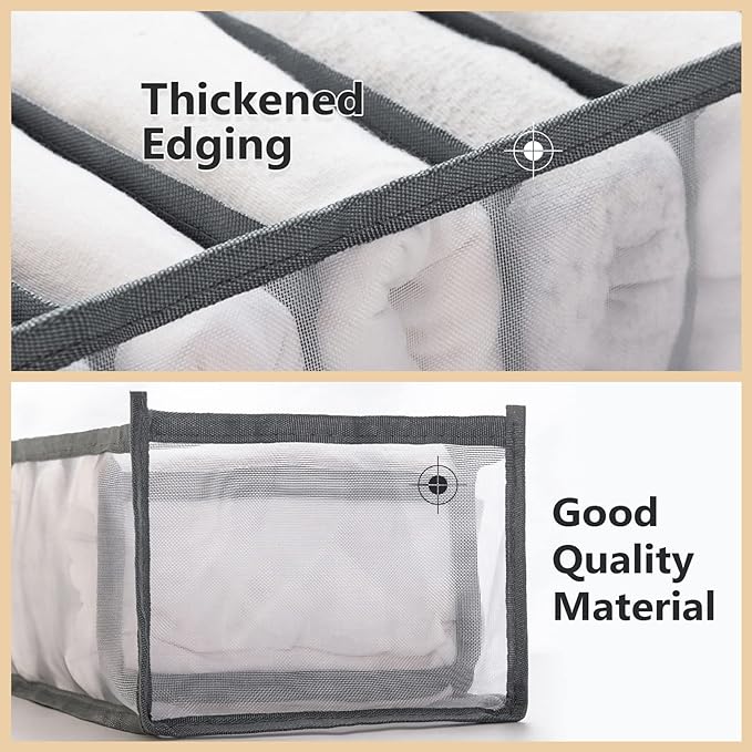 TIGARI Wardrobe Clothes Organizer, Draw and Closet Organizers, Storage for Socks, Underwear, Bra Ties, Baby Clothes (Gray)