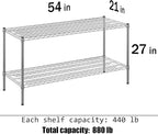 21" Deep x 54" Wide x 27" Height Wire Shelving Kit | 2-Tier | NSF Commercial Storage Rack Unit