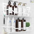 Kitsure Shower Caddy Large - Adhesive Shower Organizer, Stainless Steel Shelf for Inside Shower, No Drill Bathroom Organizers and Storage, Home Decor Accessories, 2 Pack, White