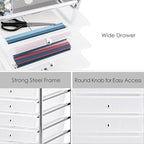 GOFLAME 10-Drawer Rolling Storage Drawer Cart, Utility Cart with Removable Drawers & Metal Frame, Mobile Art Craft Drawer Cart with Lockable Wheels for Home, Office, Studio, School, Clear