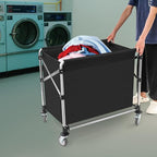 Commercial Laundry Cart with Wheels | Large Laundry Basket with Wheels | Foldable Laundry Hamper | Laundry Sorter for Clothes Storage | Ox Cloth | 440 lbs Load | 34.25x20.47x30.7in (Black)