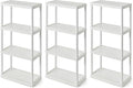 Gracious Living 4 Shelf Fixed Height Solid Light Duty Storage Unit 12 x 24 x 48 for Home, Garage, Basement, & Laundry, White (3 Pack)