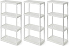 Gracious Living 4 Shelf Fixed Height Solid Light Duty Storage Unit 12 x 24 x 48 for Home, Garage, Basement, & Laundry, White (3 Pack)