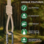 TECEUM Rope – 150 Feet x 1/4 Inch (7mm) – Beige – Strong All-Purpose Utility Rope – Camping, Crafting, Flag Pole, Indoor & Outdoor – Polypropylene Nylon Poly Lightweight Diamond Braided Cord