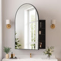 Medicine Cabinets for Bathroom, Black Arched Medicine Cabinet Recessed or Surface Wall-Mounted,Modern Bathroom Vanity Mirror with Storage, Mirrored Cabinet with Adjustable Shelves,24x36 Inch
