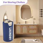 95L Collapsible Laundry Baskets for Boy, Big Clothes Hampers with Handles, Stand-alone Laundry Bin, Portable Dirty Clothes Basket for Bathroom, Camping, Navy Blue
