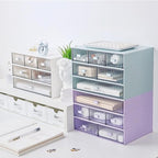Desk Drawer Organizer, Stackable Office Supplies Desk Organizer, Plastic Plastic Storage Drawer, Desk Grocery Organizer For Stationery/Office Supplies (Clear, 3 Compartment)