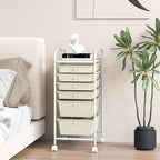 GOFLAME 6-Drawer Rolling Storage Cart, Multifunctional Art Supply Organizer Cart, Mobile Utility Storage Cart with Removable Drawers & Lockable Wheels, Craft Cart for Home Office, White