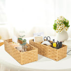 DULLEMELO Toilet Basket for Decor, Small Wicker Baskets for Storage Back of Toilet Tank Topper, Set of 2 Woven Storage Baskets for Bathroom Toilet Paper Holder Basket, Natural
