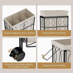 VIPLEO Laundry Hamper with 3 Section, Large 180L Rolling Laundry Basket with Wheels, Metal Heavy Duty Laundry Hamper with Detachable Bags, Dirty Clothes Hamper Organizer for Bedroom, Bathroom(Beige)