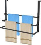 24Inch Over The Door Towel Rack, Stainless Steel DOKU Door Towel Hanger, Over Door Towel Holder with 3 Tier Towel Bars, Matte Black Over Door Towel Storage for Bathroom