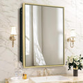 Bathroom Medicine Cabinet with 24x30 Inch Mirror - Recessed or Surface Mount Vanity Storage Cabinet｜ Antique Brush Gold Finish ｜ Rustic Farmhouse Bathroom Mirror Cabinet