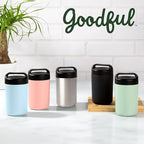 Goodful Stainless Steel Food Jar, Double Wall Vacuum Sealed Insulated Food Storage Container with Carry Handle Lid, 16-Ounce, Gray