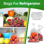 30-Pack (15M, 15L) - Extend Shelf Life, Reusable Produce Bags For Refrigerator, Keeps Fruits, Vegetables & Herbs Fresh Longer, Reusable Vegetable Bags with Twist-Ties