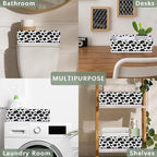 Cow Print Bathroom Basket Foldable Toilet Tank Topper Paper Basket Waterproof Fabric Storage Organizer Bins Decorative Open Storage for Home Closet Containers Cabinet Set of 2