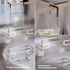 SWTYMIKI Over The Door Shower Caddy - Stainless Steel Hanging Shower Organizer With Soap Holder & 16 Hooks No Drilling Hanging Caddy Over Door To Organize Bathroom Essentials, Sand Nickel