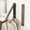 Clothes Drying Rack Wall Mounted for Laundry, Retractable & Foldable Clothes Hanger, Indoor Outdoor Wall Dryer Rack Organization for Dorm, Closet, Apartment, Balcony, Laundry, Rv, Walnut