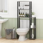 Furinno Turn-N-Tube Over The Toilet Storage, 5 Shelves Bathroom Organizer Space Saver Rack, French Oak Grey/Black