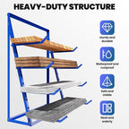 4000LBS Lumber Organizer Shelf, 4-Tier Horizontal Alloy Steel Pipe Storage Rack, 47.6 x 61.4 x 16”Pipe Storage Rack, Pipe Rack Adjustable Arms, Lumber Organizer Shelf for Garage, Workshop